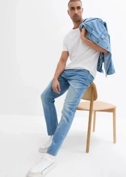 bonprix Große Größen|Jeans|Leichte Regular Fit Stretch-Jeans mit elastischem Bund, Straight (2er Pack) mittelblau denim+grau denim