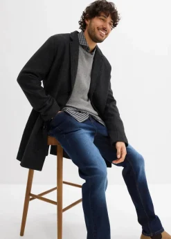 bonprix Große Größen|Jeans|Leichte Regular Fit Stretch-Jeans, Straight (2er Pack) mittelblau denim+dunkelblau denim