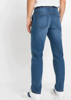 bonprix Jeans|Große Größen|Leichte Regular Fit Stretch-Schlupfjeans mit Komfortbund, Straight blau denim