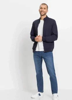 bonprix Jeans|Große Größen|Leichte Regular Fit Stretch-Schlupfjeans mit Komfortbund, Straight blau denim