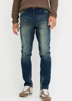 bonprix Große Größen|Jeans|Leichte Slim Fit Stretch-Jeans, Straight dunkelblau denim