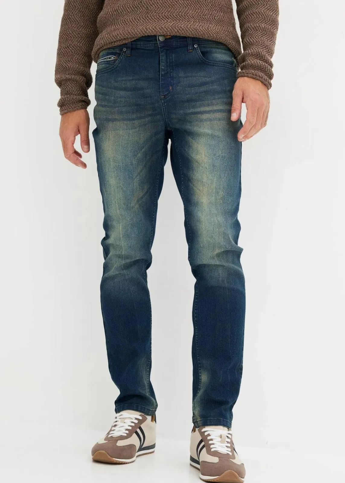 bonprix Große Größen|Jeans|Leichte Slim Fit Stretch-Jeans, Straight dunkelblau denim