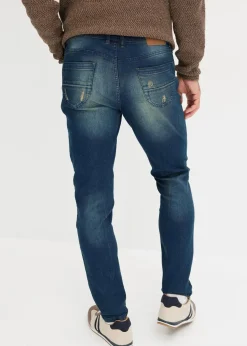 bonprix Große Größen|Jeans|Leichte Slim Fit Stretch-Jeans, Straight dunkelblau denim