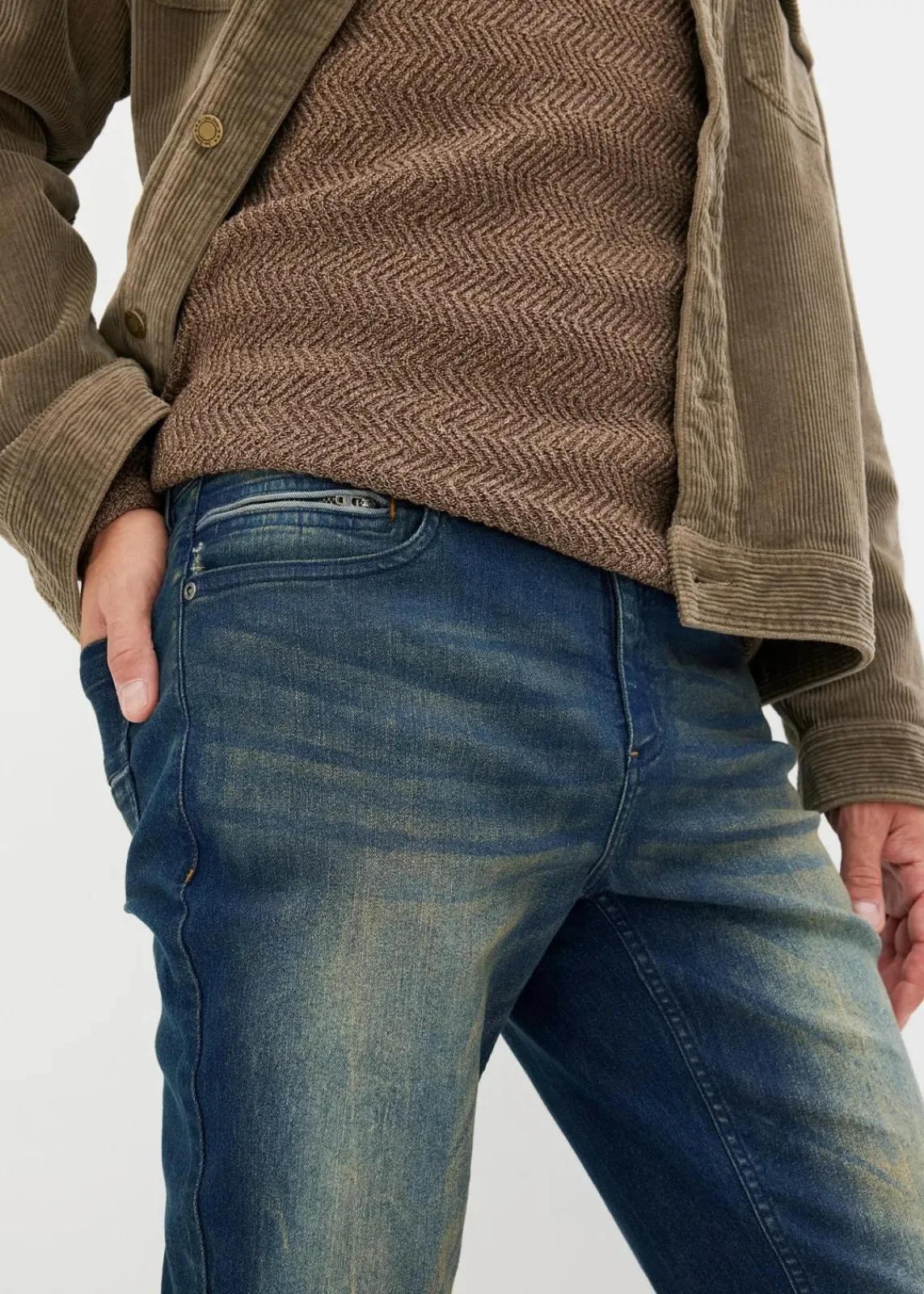 bonprix Große Größen|Jeans|Leichte Slim Fit Stretch-Jeans, Straight dunkelblau denim