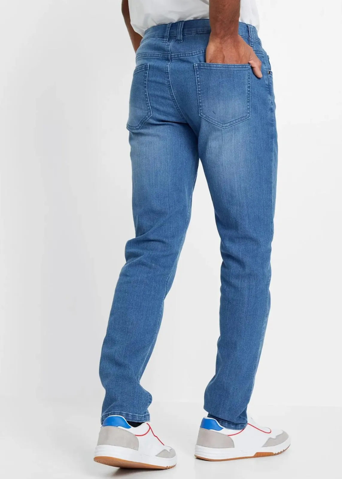 bonprix Jeans|Große Größen|Leichte Slim-Fit-Jeans, Straight blau denim
