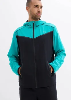 bonprix Große Größen|Sportbekleidung|Leichte Sport-Jacke Herren, schnelltrocknend schwarz/smaragd