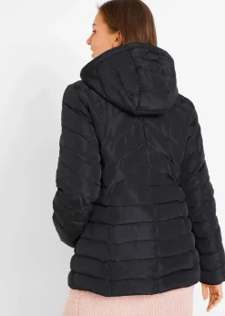 bonprix Bekleidung·Hosen|Jacken & Mäntel|Leichte Steppjacke mit abnehmbarer Kapuze schwarz