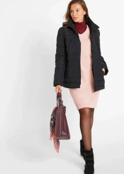 bonprix Bekleidung·Hosen|Jacken & Mäntel|Leichte Steppjacke mit abnehmbarer Kapuze schwarz