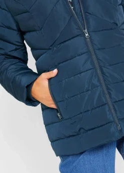 bonprix Jacken & Mäntel|Bekleidung·Hosen|Leichte Steppjacke mit abnehmbarer Kapuze dunkelblau