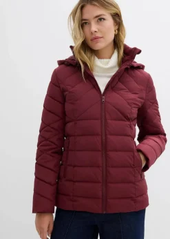 bonprix Jacken & Mäntel|Bekleidung·Hosen|Leichte Steppjacke mit abnehmbarer Kapuze dunkelbeere
