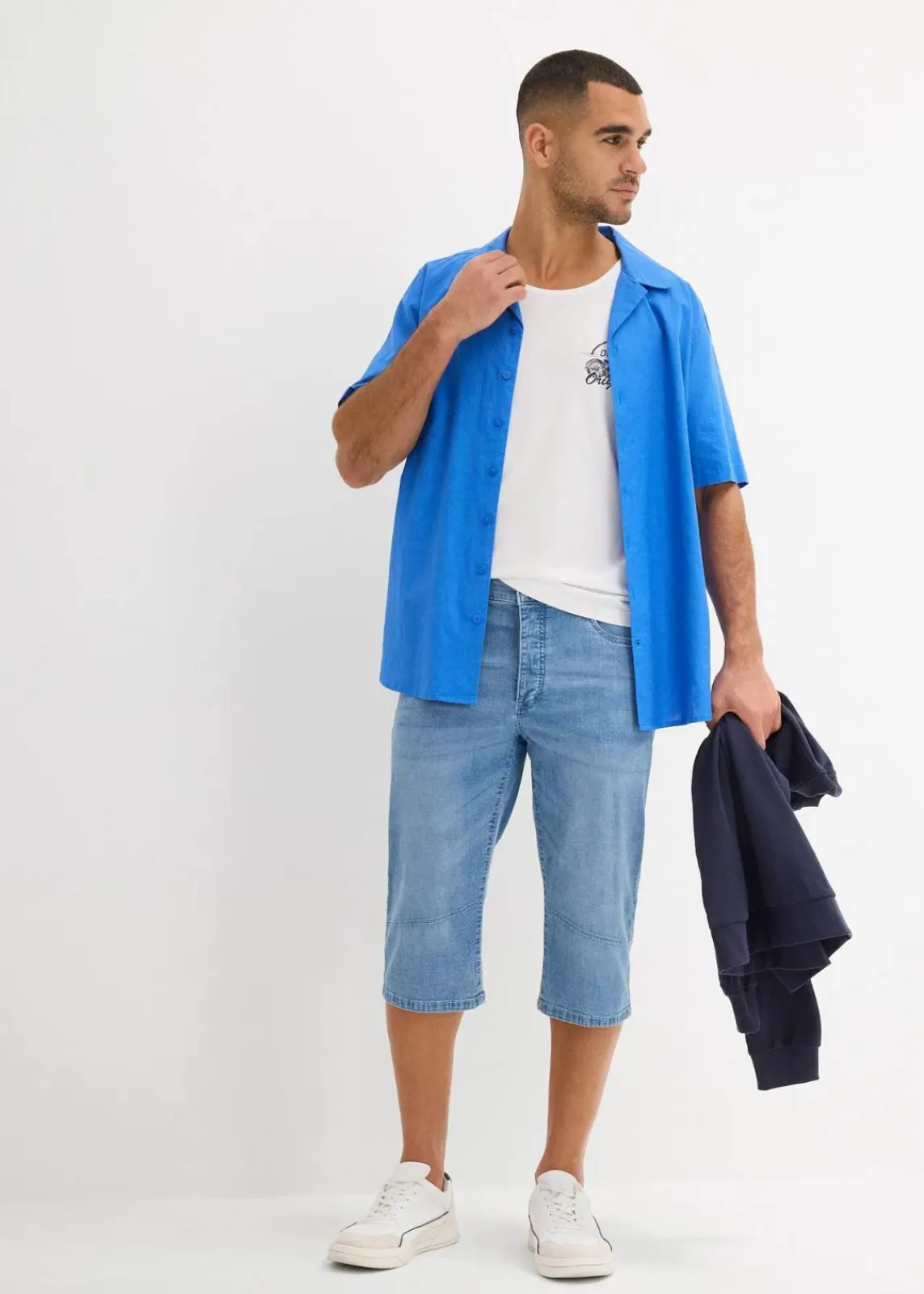 bonprix Hosen|Shorts|Leichte Stretch-Jeans-Long-Bermuda, Regular Fit eisblau denim