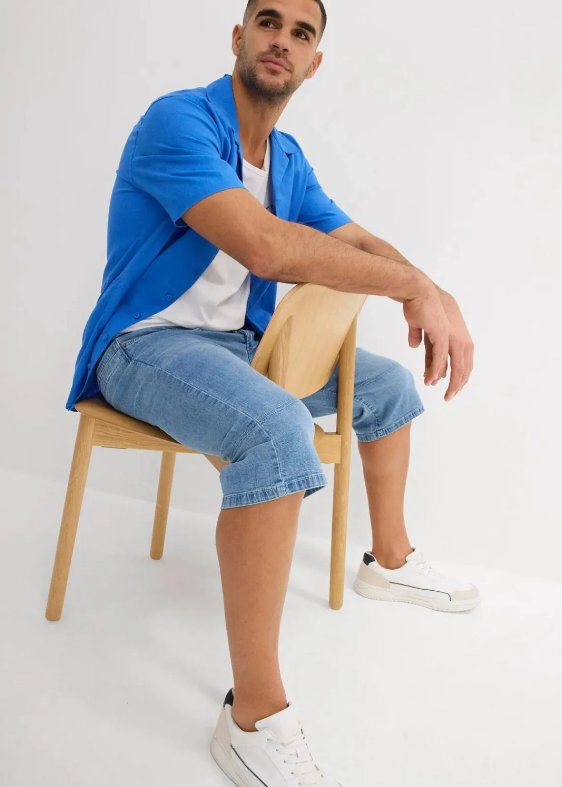 bonprix Hosen|Shorts|Leichte Stretch-Jeans-Long-Bermuda, Regular Fit eisblau denim