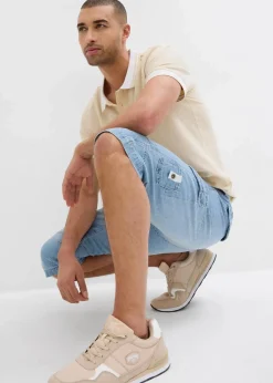 bonprix Jeans|Shorts|Leichte Stretch-Jeans-Long-Cargobermuda, Relaxed Fit eisblau denim