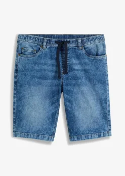 bonprix Große Größen|Shorts|Leichte Stretch-Jeans-Schlupf-Bermuda mit Komfortbund, Slim Fit blau denim