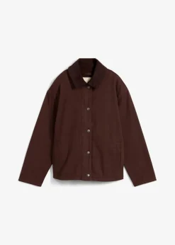 bonprix Bekleidung·Hosen|Jacken & Mäntel|leichte Twill-Jacke mit Cordkragen dunkelbraun