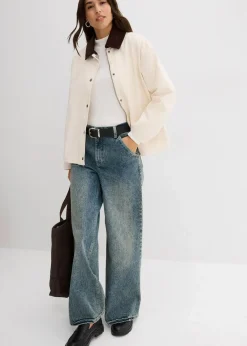 leichte Twill-Jacke mit Cordkragen|bonprix Outlet