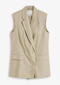 bonprix Bekleidung·Basics|Blazer|Leinen-Blazer ohne Arm new khaki