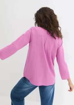 bonprix Bekleidung·Jacken & Mäntel|Blusen & Tuniken|Leinen-Bluse, 3/4-Arm fliederpink