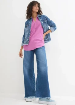 bonprix Bekleidung·Jacken & Mäntel|Blusen & Tuniken|Leinen-Bluse, 3/4-Arm fliederpink