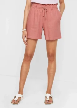 bonprix Hosen|Shorts|Leinen-Paperbag-Shorts rauchrose