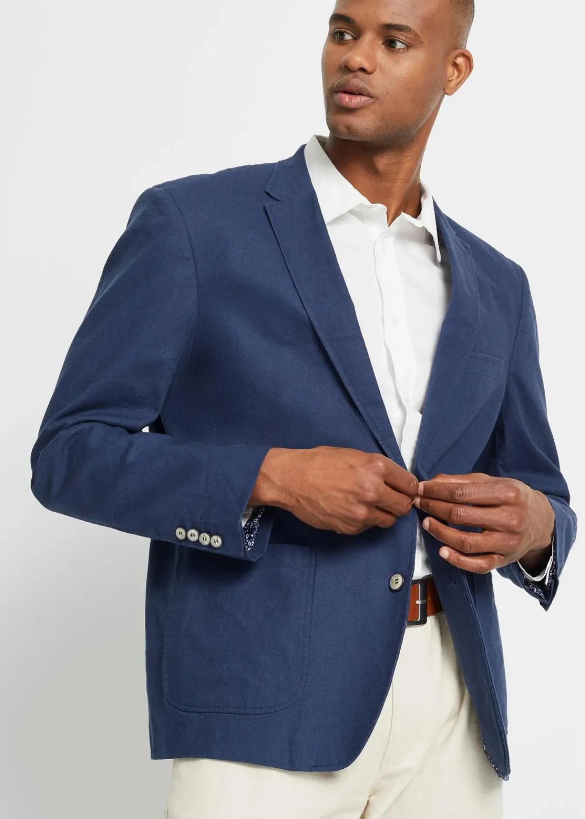 bonprix Große Größen|Leinensakko dunkelblau