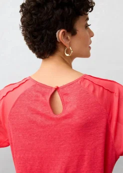 bonprix Premium|Shirts & Tops|Leinen-Shirt mit Ballonärmeln paradiespink