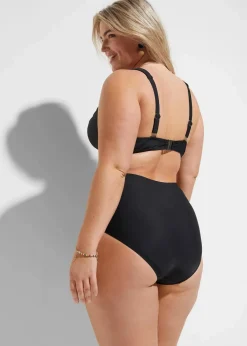 bonprix Nachhaltigere Materialien|Mix & Match|Light Highwaist Shape-Bikinihose mit Raffung schwarz