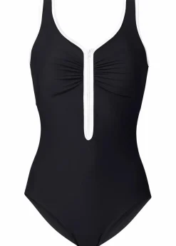 bonprix Nachhaltigere Materialien|Bademode·Badeanzüge|Light Shape Badeanzug mit Reißverschluss schwarz/weiß