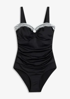 bonprix Nachhaltigere Materialien|Shapewear|Light Shape-Badeanzug schwarz/weiß