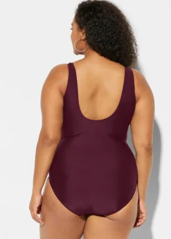 bonprix Nachhaltigere Materialien|Bademode·Badeanzüge|Light Shape-Badeanzug mit Zierfalten bordeaux