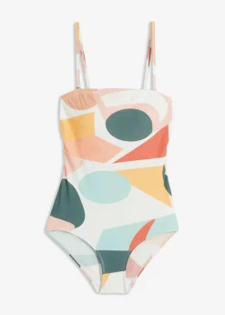 bonprix Nachhaltigere Materialien|Badeanzüge|Light Shape-Badeanzug mit Multiway-Trägern weiß graphisch