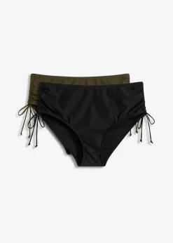 bonprix Nachhaltigere Materialien|Mix & Match|Light Shape-Bikinihose (2er Pack) schwarz + oliv