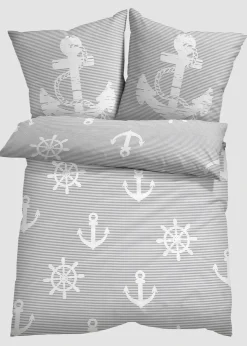 bonprix Bettwäsche|Linon-Bettwäsche grau/weiß