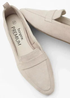 bonprix Slipper & Halbschuhe|Loafer|Loafer aus Veloursleder hellsand
