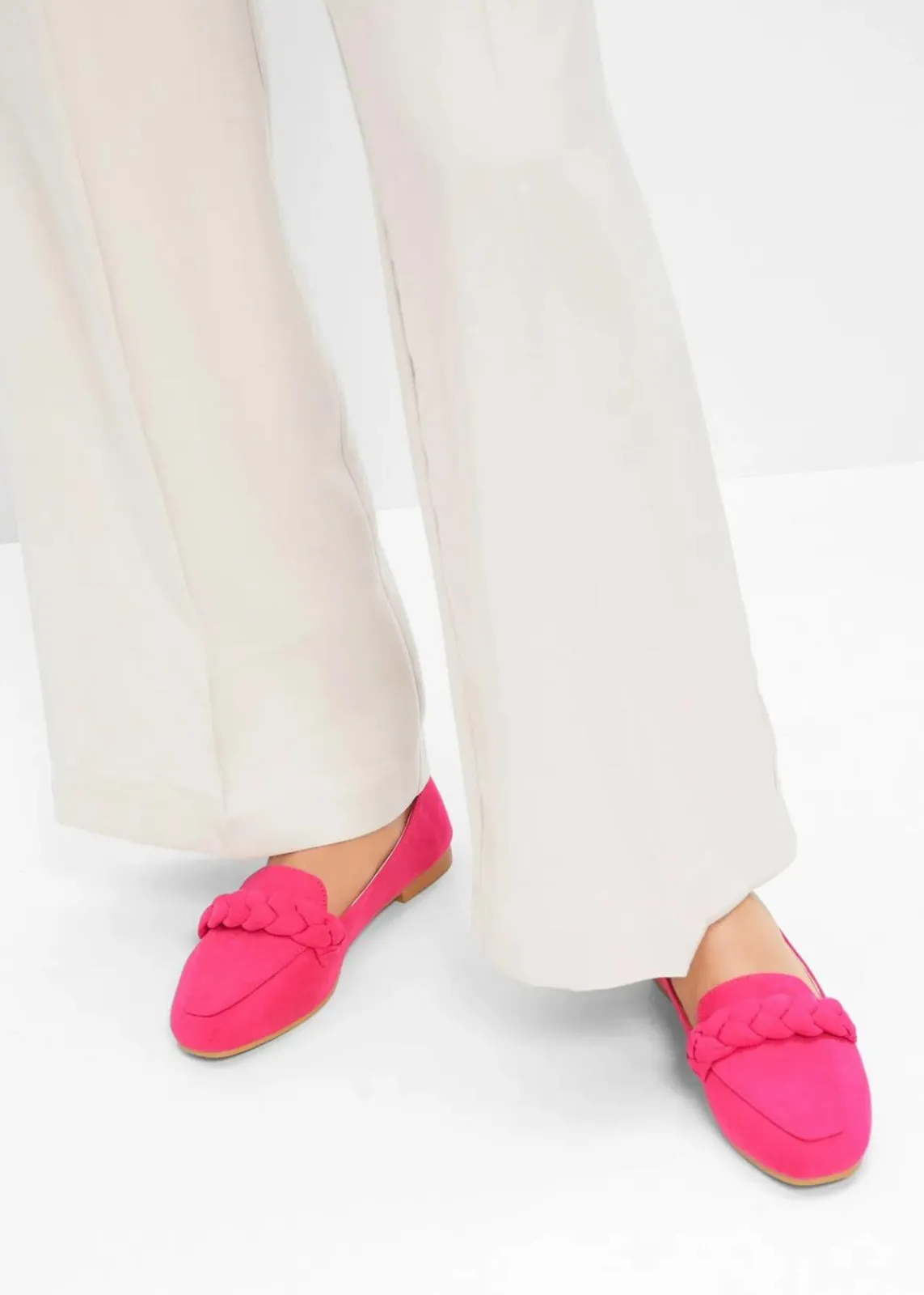 bonprix Slipper & Halbschuhe|Loafer|Loafer mit Flechtdetails pinklady