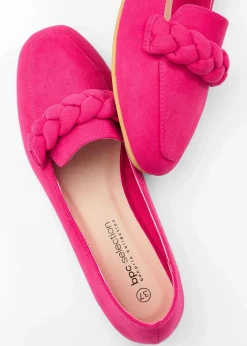 bonprix Slipper & Halbschuhe|Loafer|Loafer mit Flechtdetails pinklady
