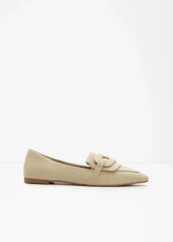 bonprix Slipper & Halbschuhe|Loafer|Loafer mit Schnalle grünbeige