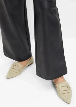 bonprix Slipper & Halbschuhe|Loafer|Loafer mit Schnalle grünbeige