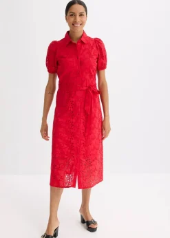 Lochstickerei-Blusenkleid aus reiner Baumwolle|bonprix Sale