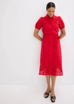 Lochstickerei-Blusenkleid aus reiner Baumwolle|bonprix Sale