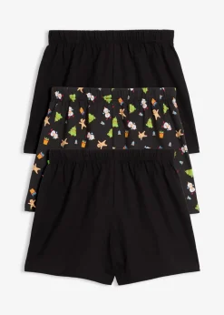 bonprix Mehrfachpacks|Jungen·Unterwäsche|Lockere Boxershorts aus reiner Baumwolle (3er Pack) schwarz + schwarz bedruckt