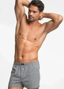 bonprix Boxershorts|Große Größen|Lockere Jersey Boxershorts aus Baumwolle (3er Pack) grau + anthrazit