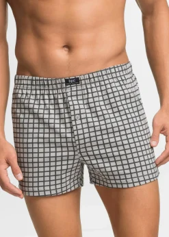 bonprix Boxershorts|Große Größen|Lockere Jersey Boxershorts aus Baumwolle (3er Pack) grau + anthrazit