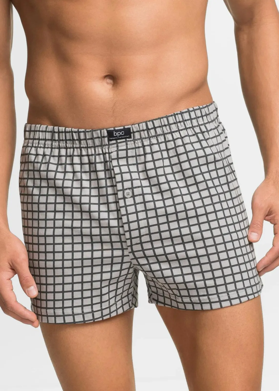 bonprix Boxershorts|Große Größen|Lockere Jersey Boxershorts aus Baumwolle (3er Pack) grau + anthrazit