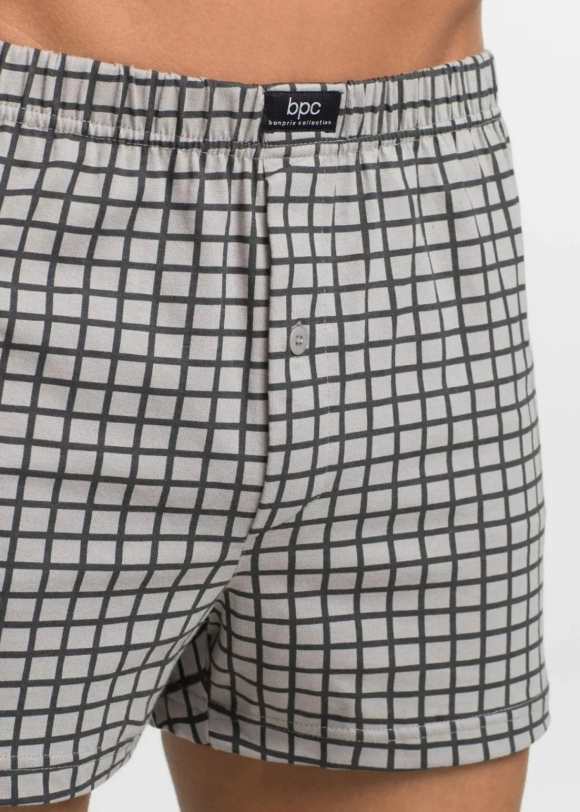 bonprix Boxershorts|Große Größen|Lockere Jersey Boxershorts aus Baumwolle (3er Pack) grau + anthrazit