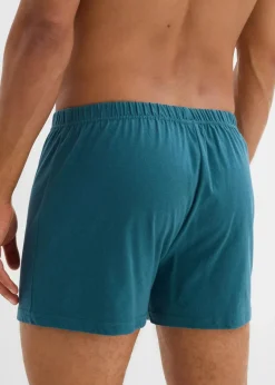bonprix Wäsche|Große Größen|Lockere Jersey Boxershorts aus Baumwolle (5er Pack) hellgrau meliert/anthrazit meliert/pfeffergrün/chillirot/weinrot