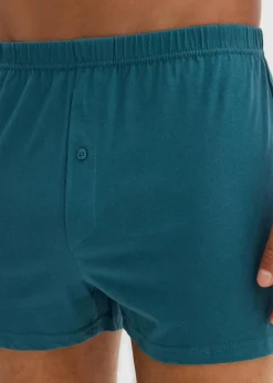 bonprix Wäsche|Große Größen|Lockere Jersey Boxershorts aus Baumwolle (5er Pack) hellgrau meliert/anthrazit meliert/pfeffergrün/chillirot/weinrot