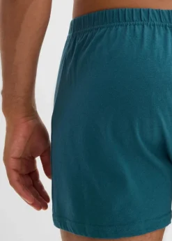 bonprix Wäsche|Große Größen|Lockere Jersey Boxershorts aus Baumwolle (5er Pack) hellgrau meliert/anthrazit meliert/pfeffergrün/chillirot/weinrot