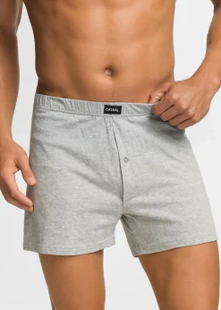 bonprix Große Größen|Wäsche|Lockere Jersey Boxershorts mit weicher Baumwolle (4er Pack) grau meliert