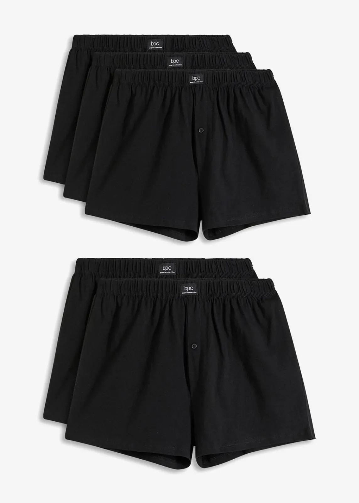 bonprix Boxershorts|Große Größen|Lockere Jersey Boxershorts aus Baumwolle (5er Pack) schwarz